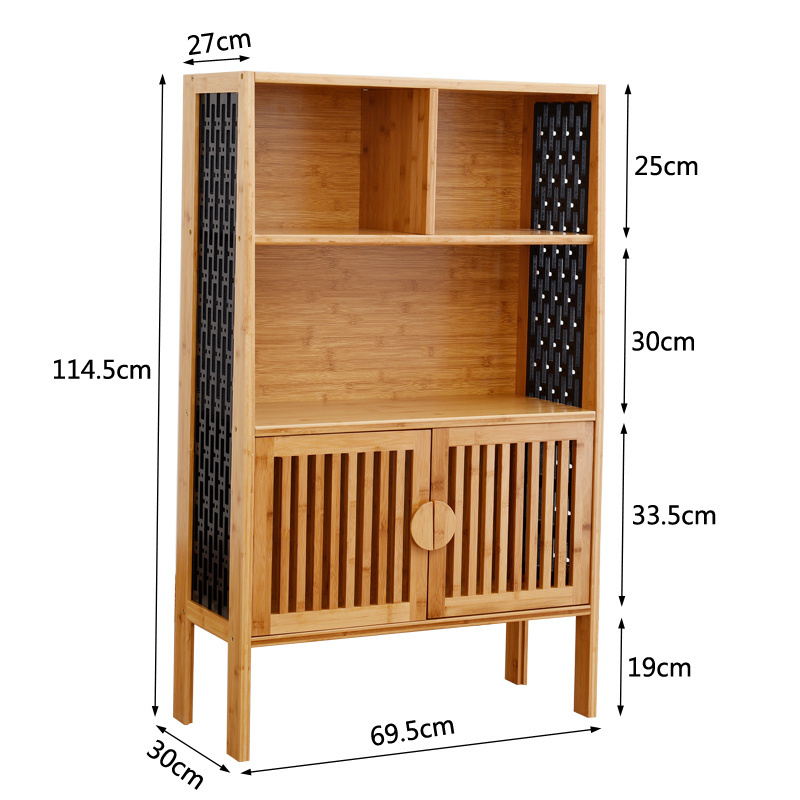 Modern Wooden Bookcase Brown Storage MDF Book Shelf With Doors bamboo rack living room cabinet bookshelf Bookcases