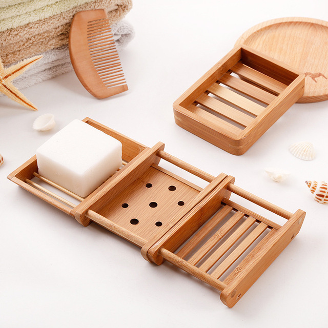 Eco Friendly Hotel non-slip Draining Bamboo Wooden Soap Dish