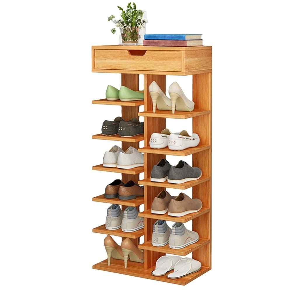 Custom Bamboo Storage Shoes Rack Stand Shelf Wooden Shoe Rack Cabinet