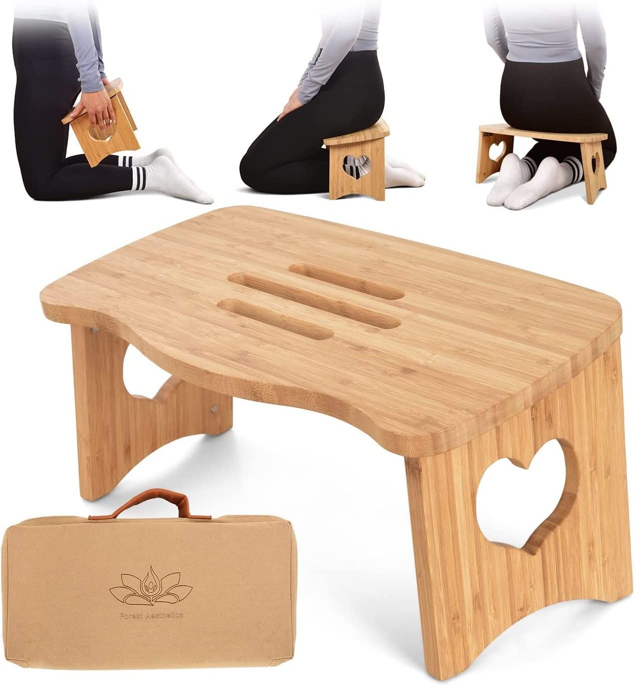 Folding Meditation Bench with Kneeling Meditation Bench Kneeling Stool