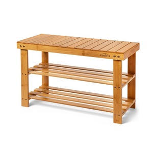 Living Bamboo 3 Tier Shoe Rack Small Bench