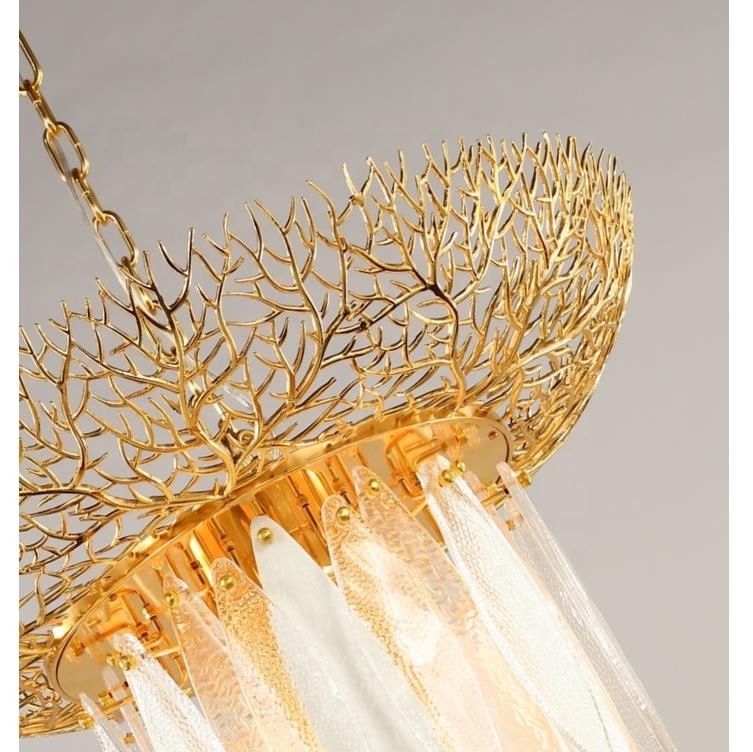 Popular fashion design luxury handmade glass round villa staircase pendant lamp light