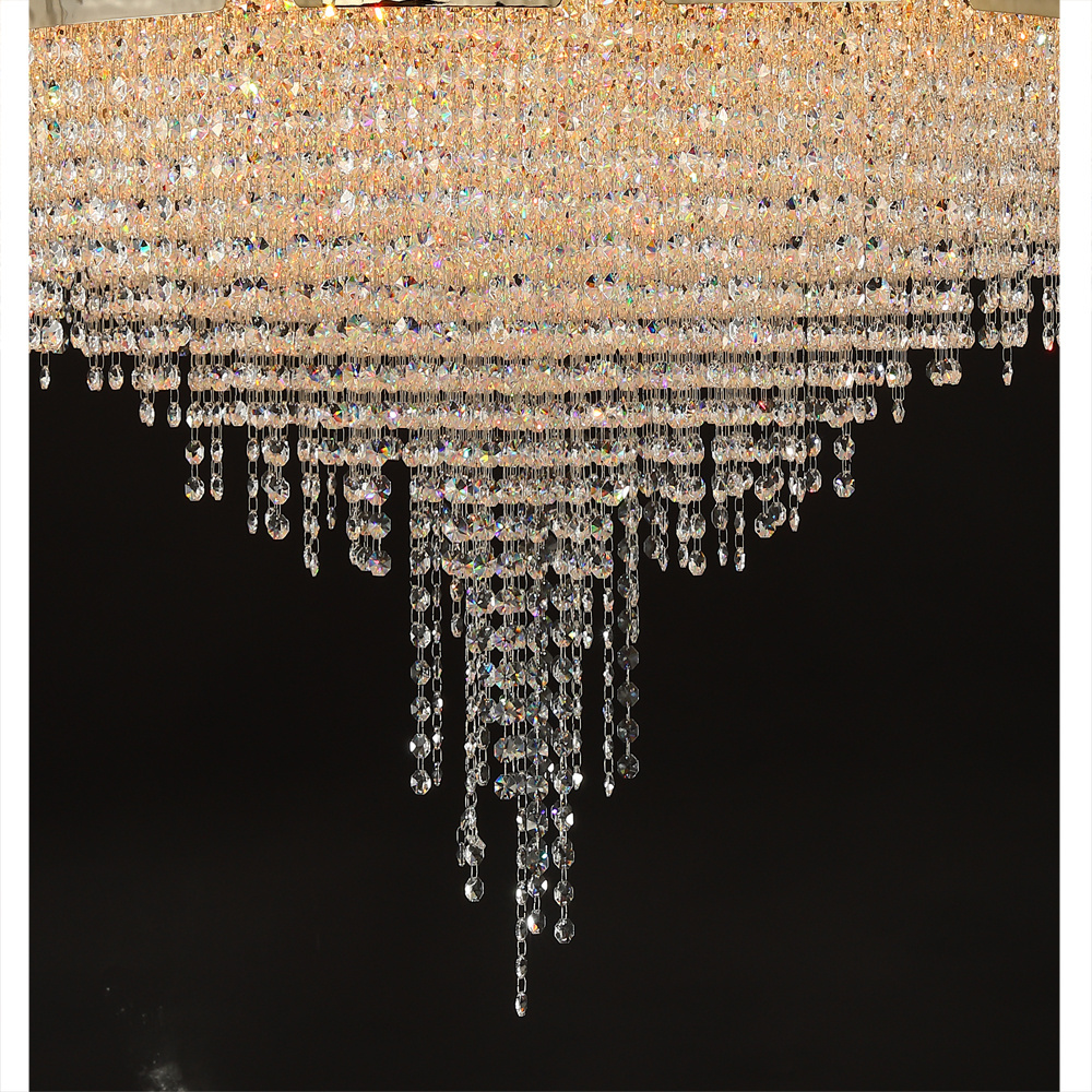 Modern gold luxury copper crystal round villa lobby chandelier