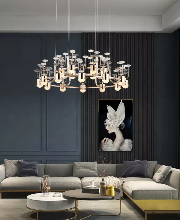 Modern champaign gold light of luxury crystal large chandelier Stylish lighting pendant lamp