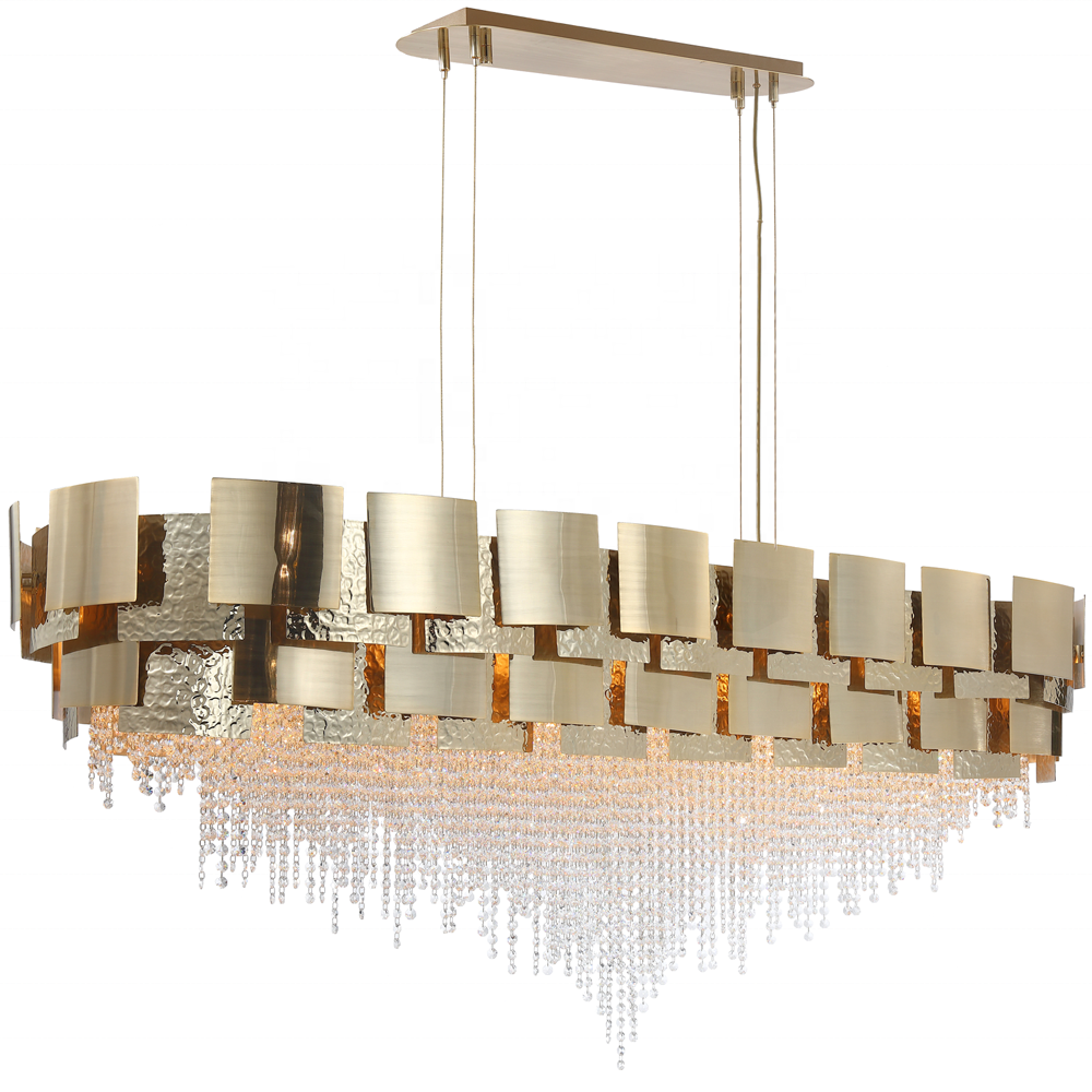 Modern handcrafted luxury brass K9 crystal chandelier Oval rectangular Villa Restaurant chandelier