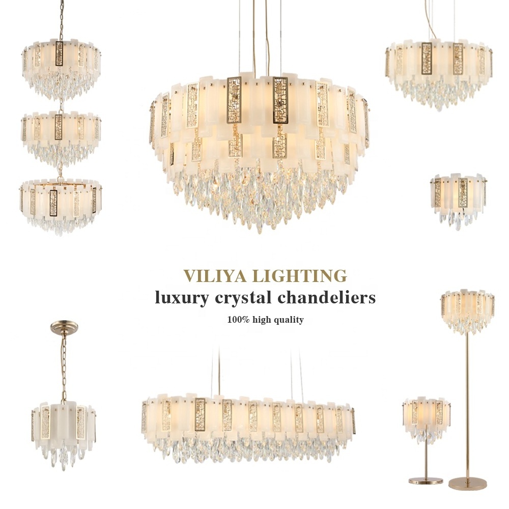 White Moonlight Crystal Deluxe Round Chandeliers & pendant lights with Copper Living Room Lamp,luxury Crystal  chandelier