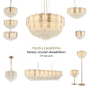 White Moonlight Crystal Deluxe Round Chandeliers & pendant lights with Copper Living Room Lamp,luxury Crystal  chandelier