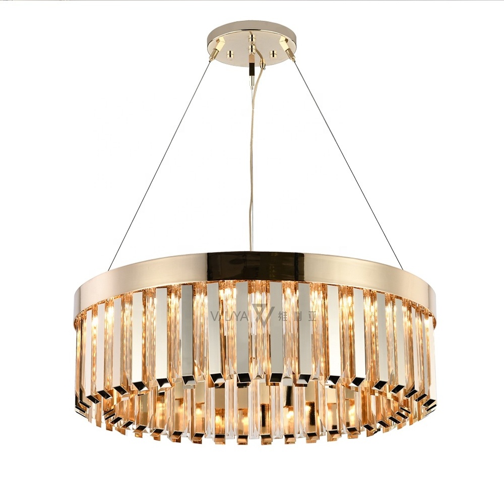 Round gold luxury lighting design of the ceiling chandelier living room hotel new classic crystal pendent light