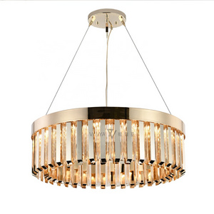 Round gold luxury lighting design of the ceiling chandelier living room hotel new classic crystal pendent light