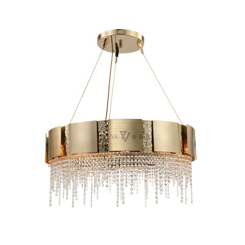 Hot selling gold luxury copper crystal round villa restaurant chandelier