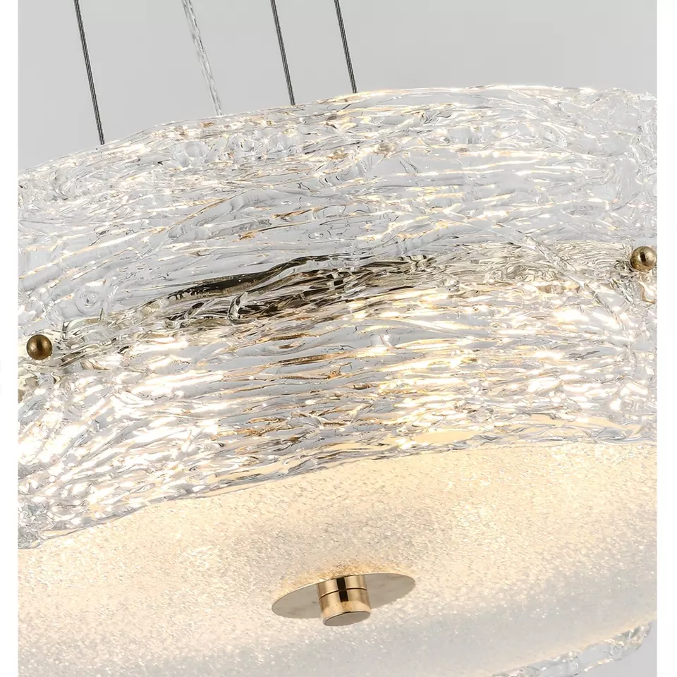 Popular Fashion Light Luxury Style Custom villa hotel Handmade Glass Light Gold Round Chandelier