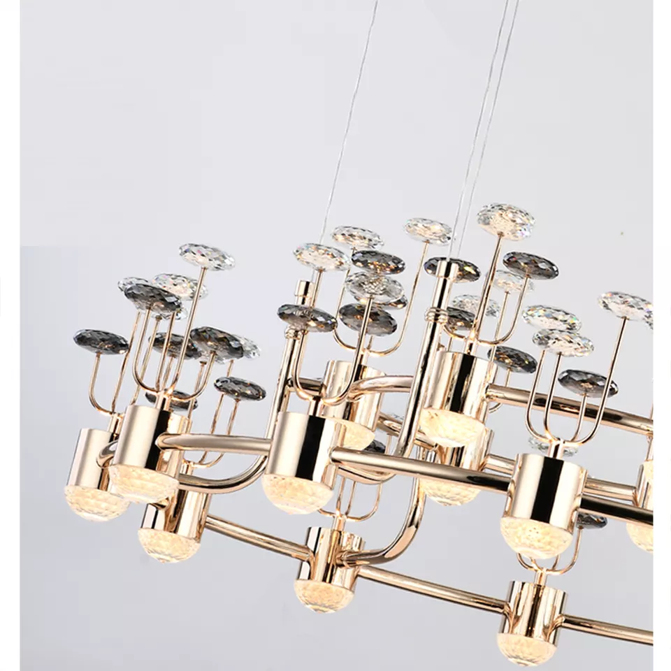 Modern champaign gold light of luxury crystal large chandelier Stylish lighting pendant lamp