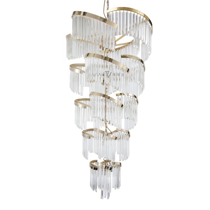 Modern art Crystal Light elegant design Villa Hotel Lobby stairwell crystal glass ceiling chandelier lights luxury crystal lamp