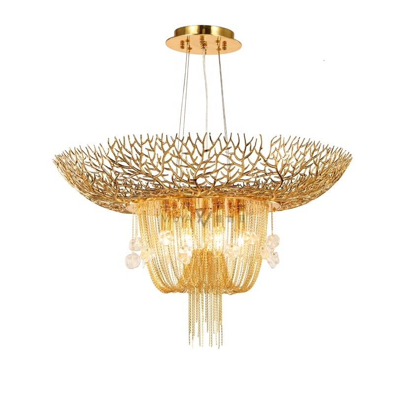 Full copper luxury lamp decoration handmade glass round villa chandelier