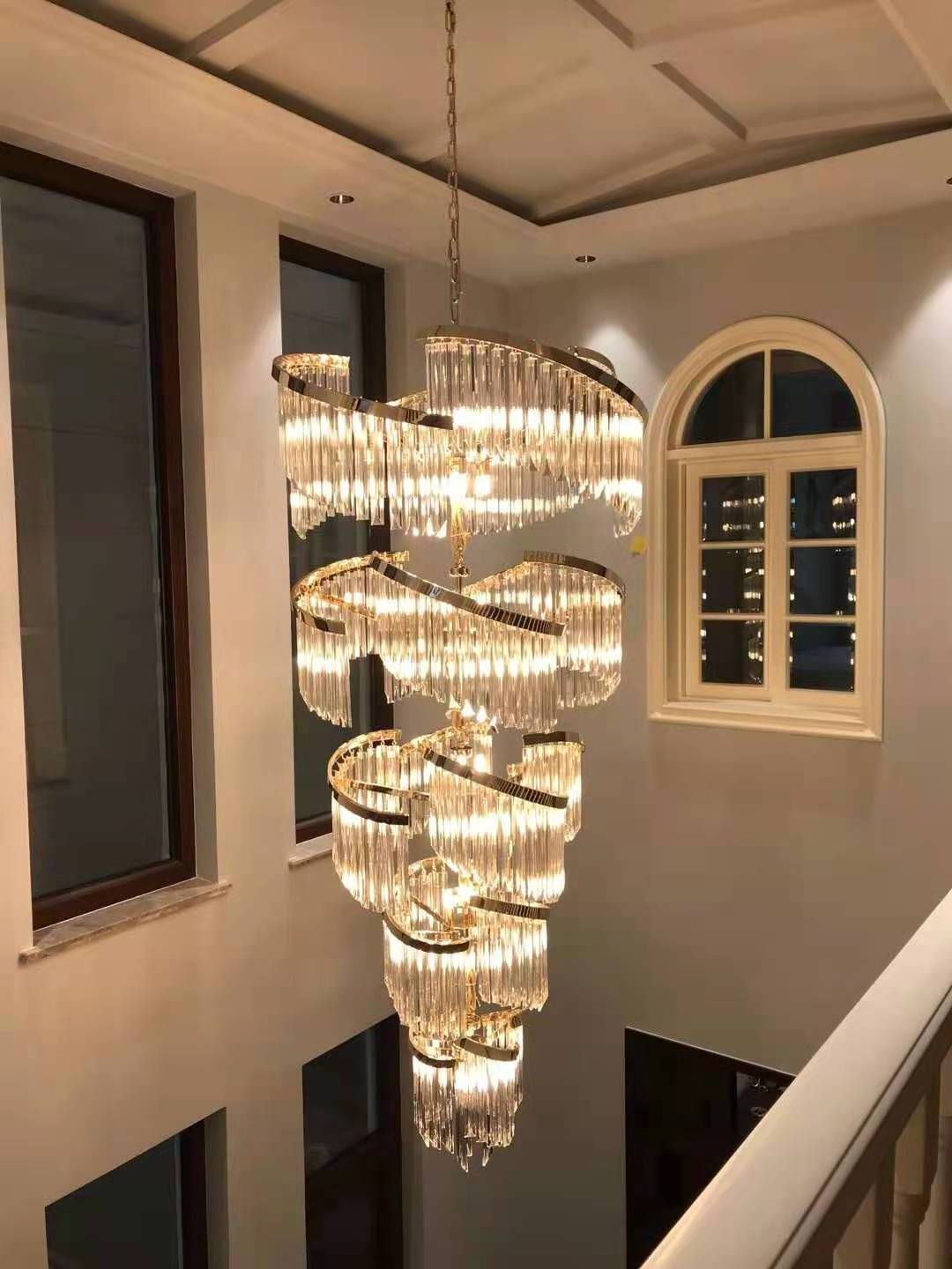 Modern art Crystal Light elegant design Villa Hotel Lobby stairwell crystal glass ceiling chandelier lights luxury crystal lamp