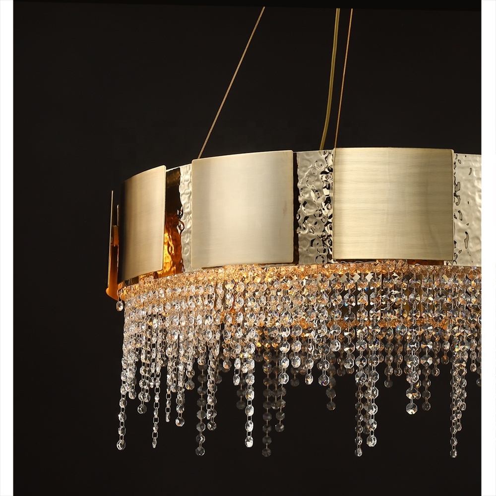 Hot selling gold luxury copper crystal round villa restaurant chandelier