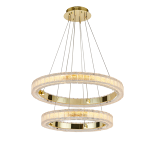 2023 New Modern golden LED crystal glass circle villa pendant lamp Modern gold chandelier