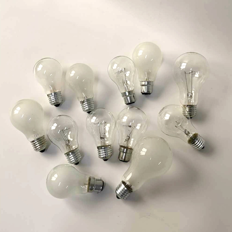 E27  B22 A55 A60 100W 60W frosted and clear incandescent bulb