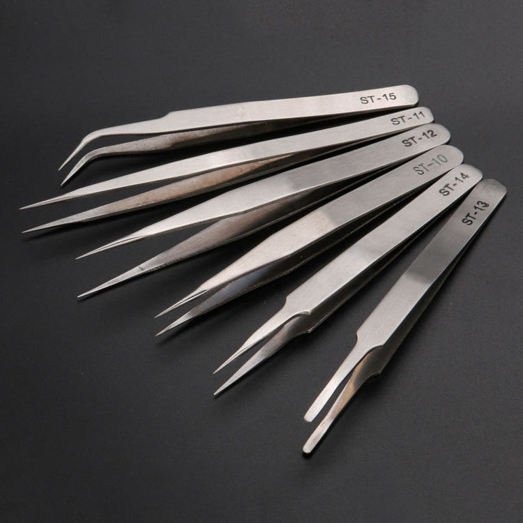 Clamping tools straight and curved stainless steel tweezers electronic components eyebrow tweezers eyelash tweezers