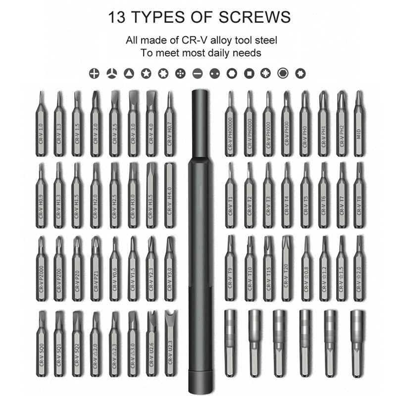 Screwdriver Set 63 In 1 Precision Screw Driver Torx Bit Magnetic Hex Phillips Bits Mobile Phone Laptop Repair Tools Kit