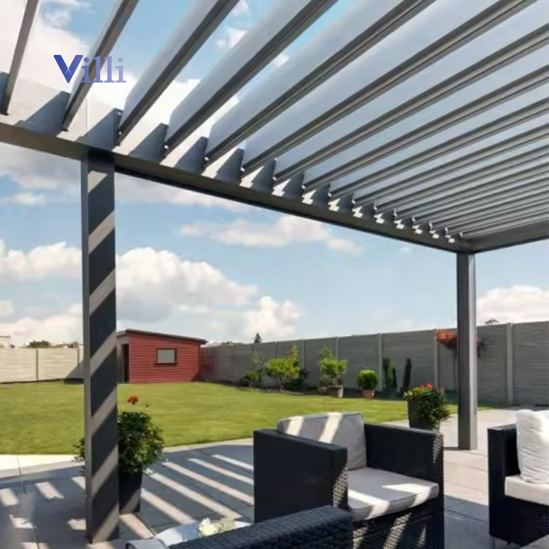 Aluminium Louver Pergola Easily Assembled Waterproof Louver Roof System Kits Outdoor Gazebo Bioclimatic Pergola