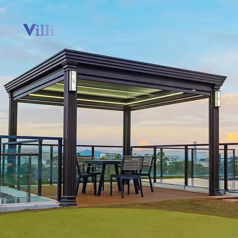 Aluminium Louver Pergola Easily Assembled Waterproof Louver Roof System Kits Outdoor Gazebo Bioclimatic Pergola