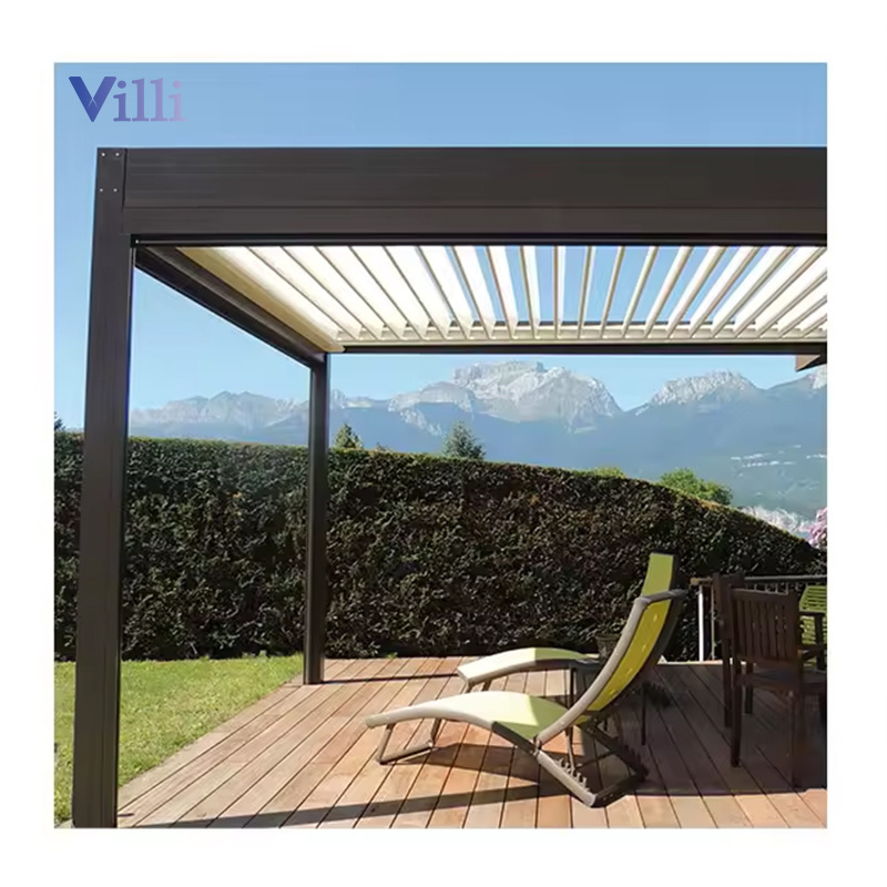 Aluminium Louver Pergola Easily Assembled Waterproof Louver Roof System Kits Outdoor Gazebo Bioclimatic Pergola