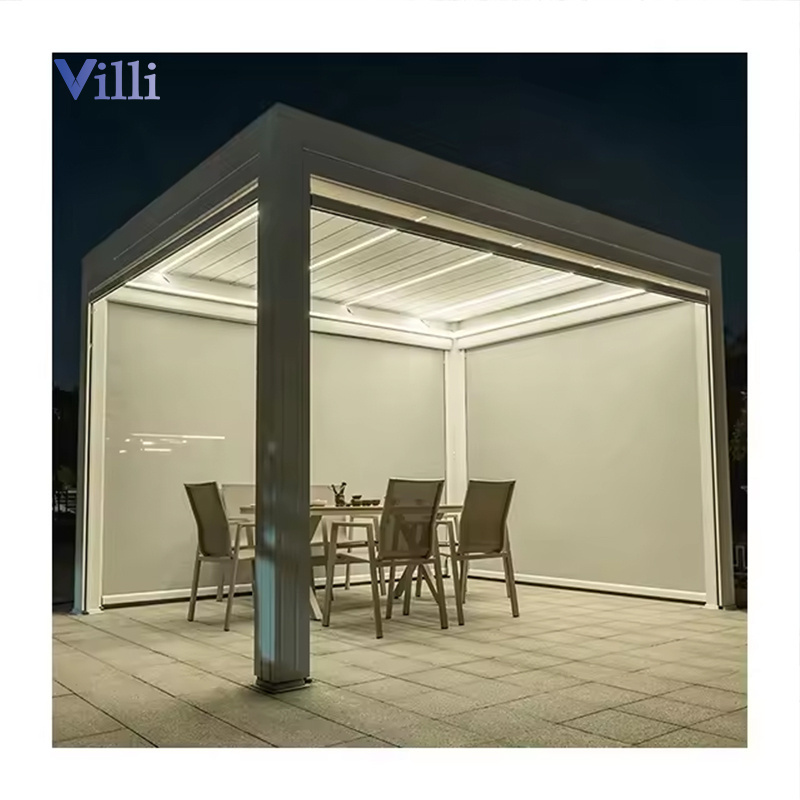 Outdoor Pavilion Waterproof Louvers Pergola Backyard Garden Shade Electric Aluminum Canopy Gazebo Pergola