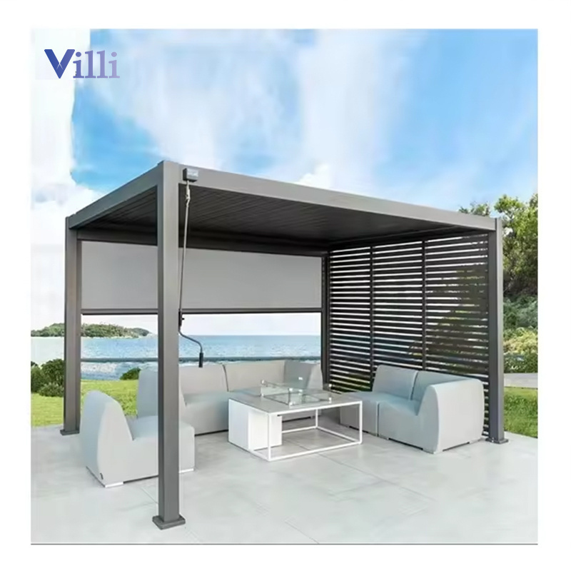 Outdoor Pavilion Waterproof Louvers Pergola Backyard Garden Shade Electric Aluminum Canopy Gazebo Pergola