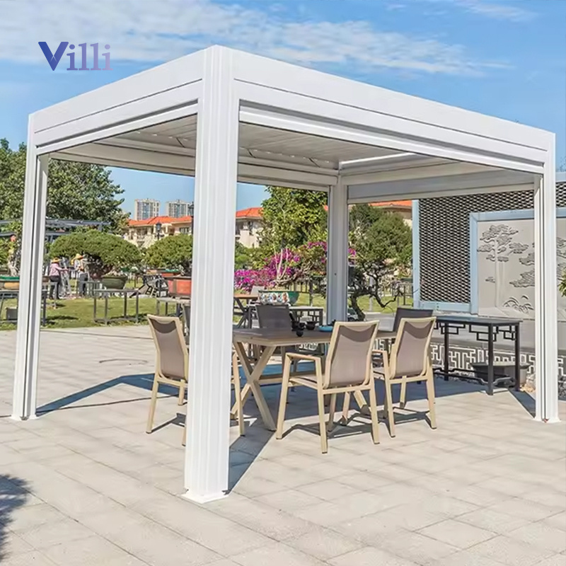 OEM/ODM Outdoor Gazebo Villa Terrace Roof Garden Canopy Windproof Bioclimatic Aluminum Pergola