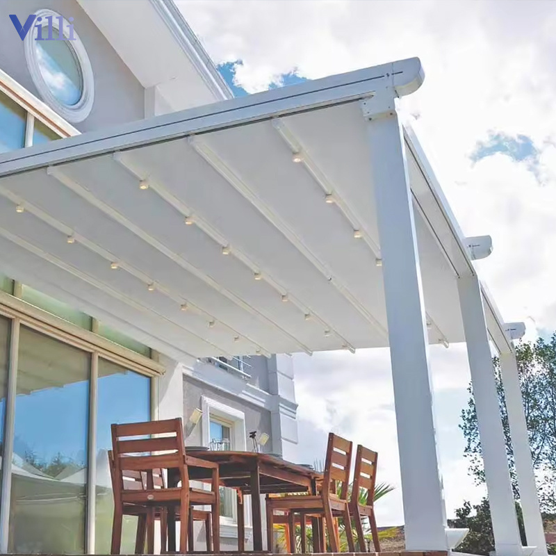 Electric Folding Sliding Retractable Pvc Roof Louver Pergola Outdoor Swimming Pool Gazebo Cover