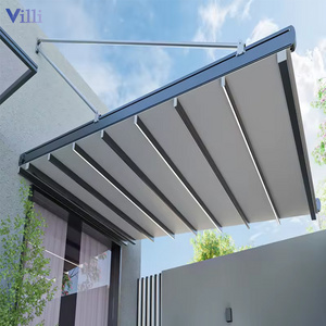 Outdoor Opening Gazebo Automatic Sliding Folding PVC roof Canopy Motorized Retractable Pergola