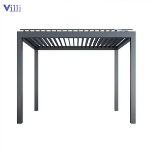 Garden Aluminium Profile Electric Opening Waterproof Patio Pergola Retractable Louvers Closed Roof Gazebo