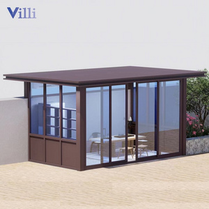 Customized Glass Door Gazebo Modern Patio Outdoor Automatic Aluminum Opening Louvered Roof Pergola