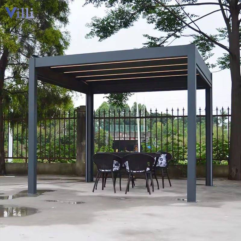 Motorised Pergola Roof System Waterproof Bioclimatique Aluminum Smart Strong Wind Resistant Gazebo for Outdoor Car Pergola