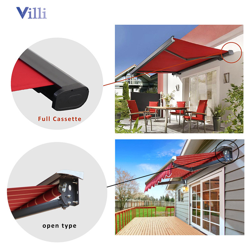 Aluminum Waterproof Retractable Roof System Tent Outdoor Remote Control Motorized Full Cassette Balcony Canopy