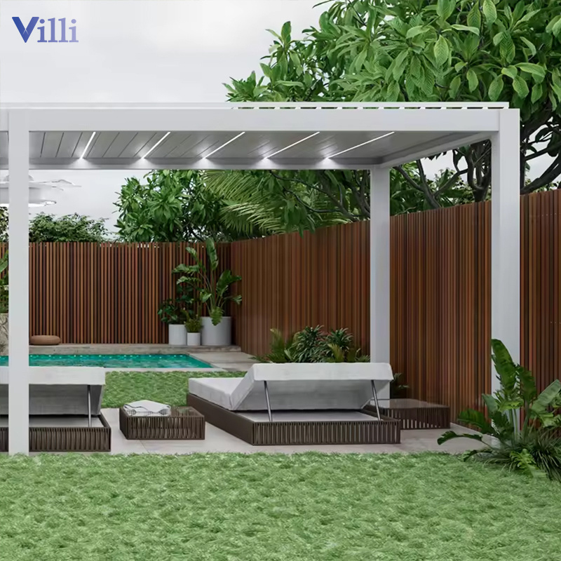 Outdoor Shaded Villa Backyard Sunshade Windproof Pergola 3x6m Garden Aluminum Frame Electric Control Corrosion Resistant Gazebo