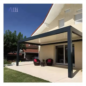 Customized Bioclimatic Aluminium Gazebo Pergola Electric Waterproof Black Aluminum Outdoor Pergola Canopy