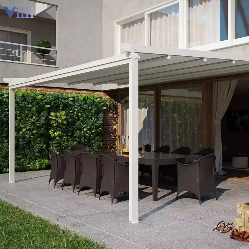 Waterproof PVC Folding Retractable Pergola Roof Motorized Awning Patio Canopy Pergola With Shade