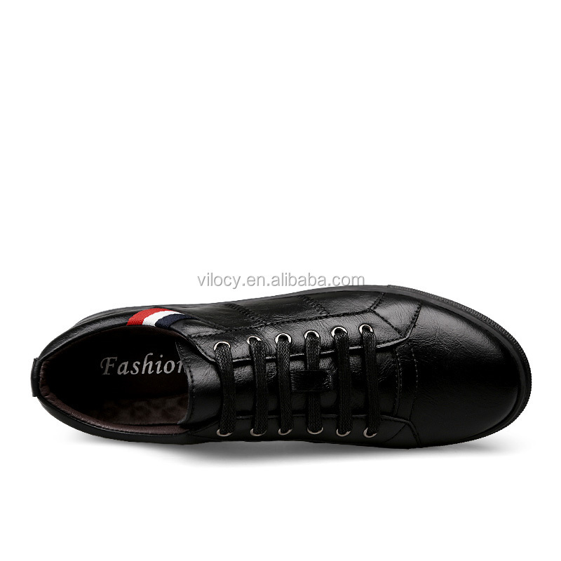 Wholesale  Classic Shoes Men Leather Casual Black Sneakers Made in China