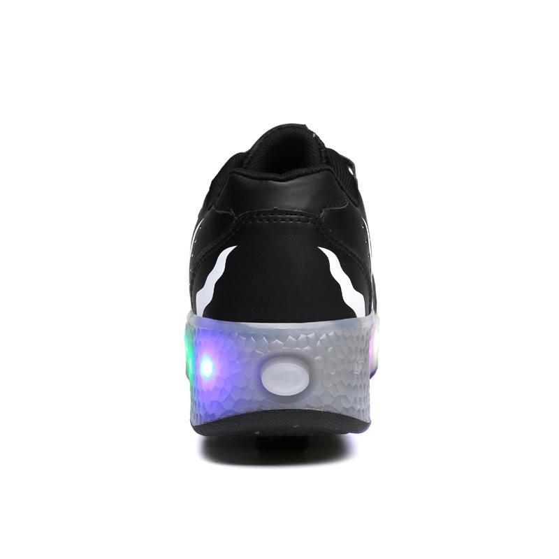 Two Wheels Kids Roller Skating Shoes wholesale Adjustable Flashing  Roller Shoes LED Light Flying sneakers