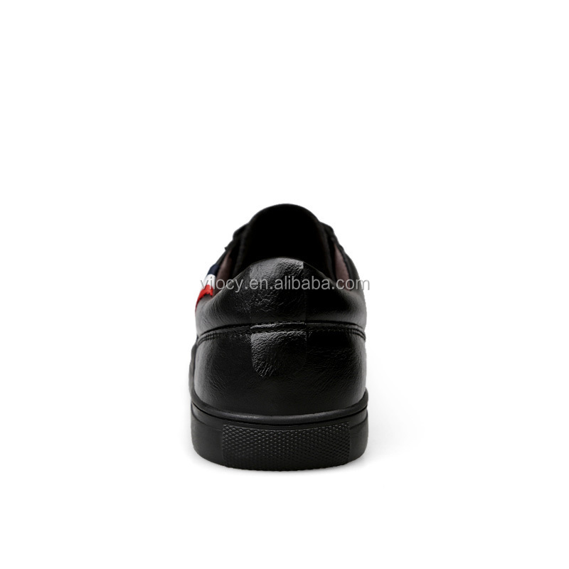 Wholesale  Classic Shoes Men Leather Casual Black Sneakers Made in China