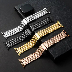 38mm 44mm Luxury Adjustable 316l Stainless Steel Watch Band for Stainless Steel Apple Watch Strap Three-Bead Metal Watch Bands