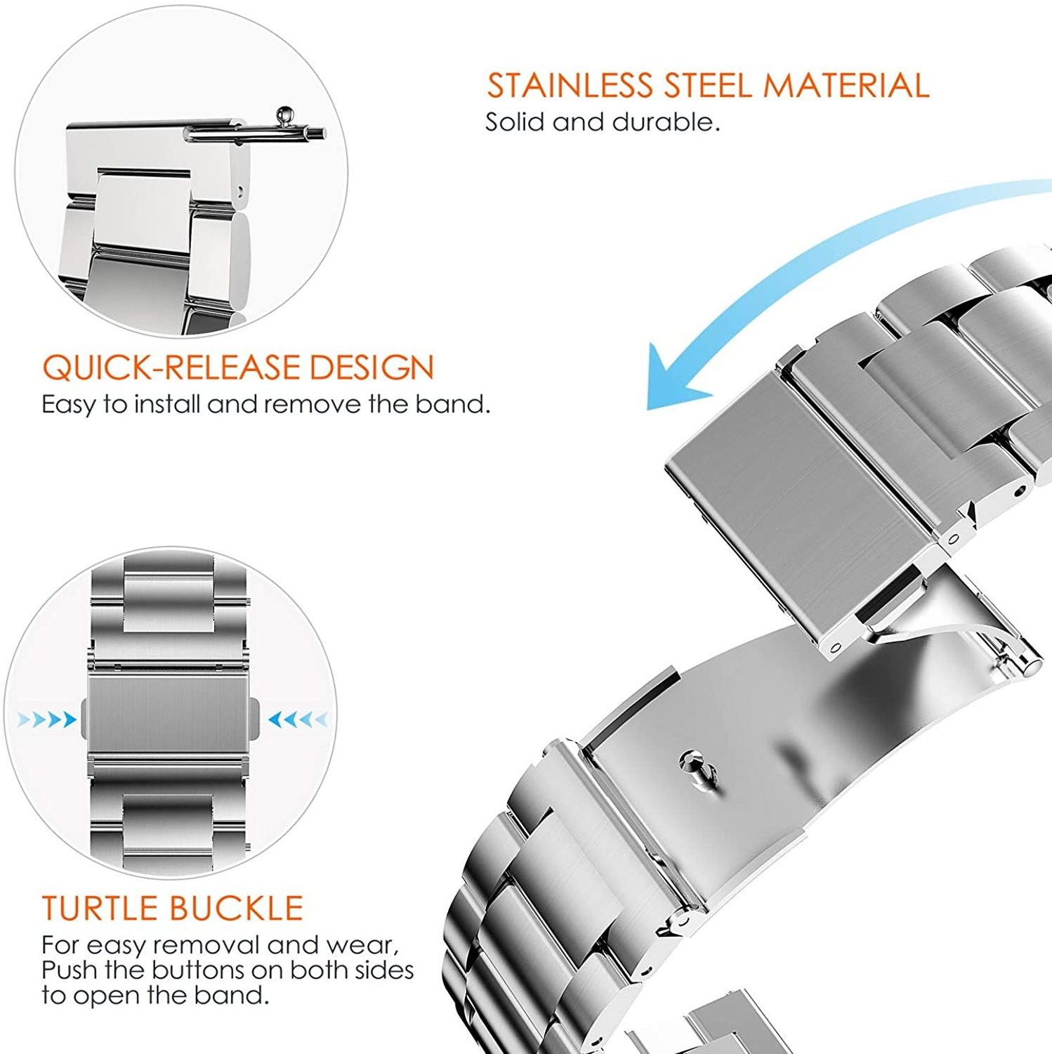 38mm 44mm Luxury Adjustable 316l Stainless Steel Watch Band for Stainless Steel Apple Watch Strap Three-Bead Metal Watch Bands