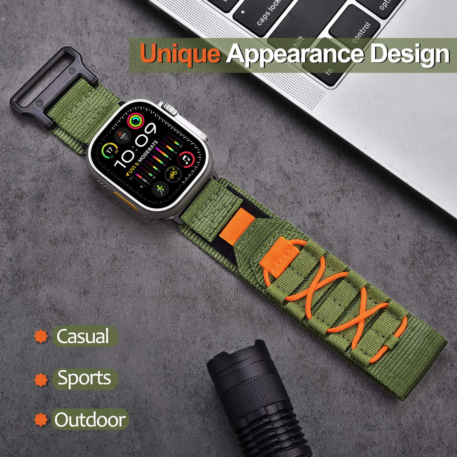 Alpine Loop Band with Apple Watch Ultra Adjustable Sport Braided Nylon Bands with Titanium G-Hook for iWatch Series 8 7 6 5 4 SE