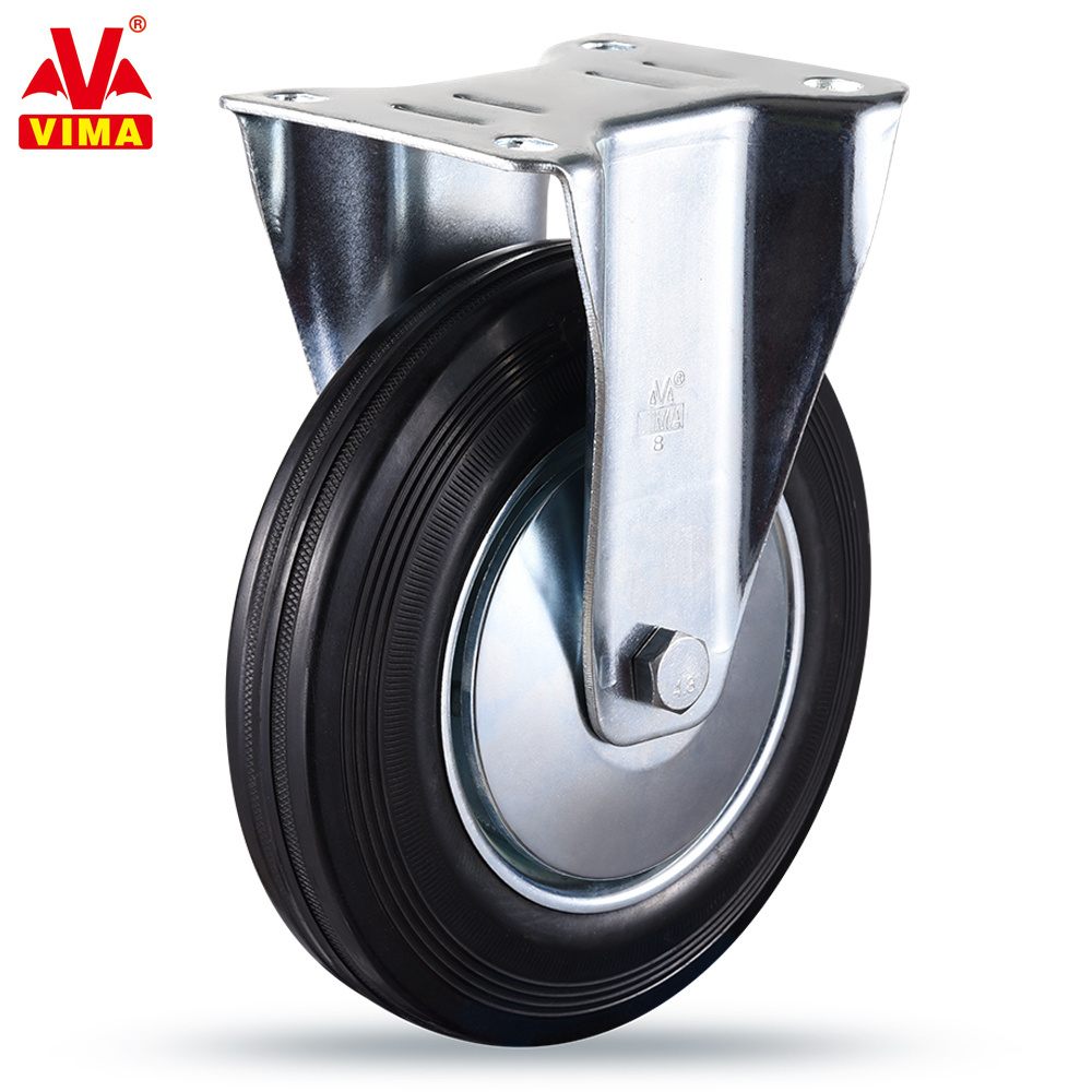 Industrial 8 Inch Plant Castors with Brake European 12532 High Quality Rubber Caster Wheels