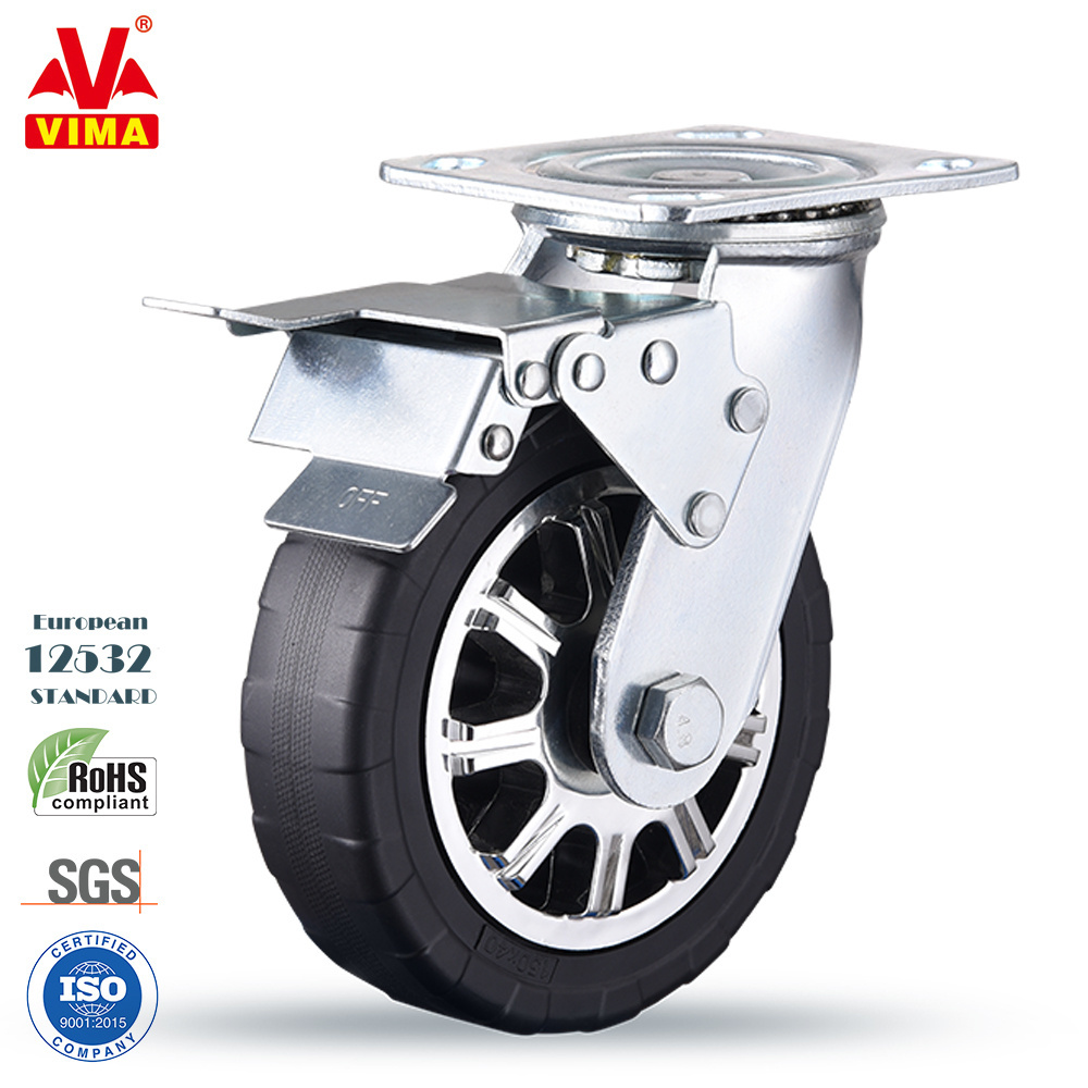 VIMA 6 Inch Swivel Plate Stainless Steel PU Caster Wheels Heavy Duty Tool Cabinet Caster Stainless Steel