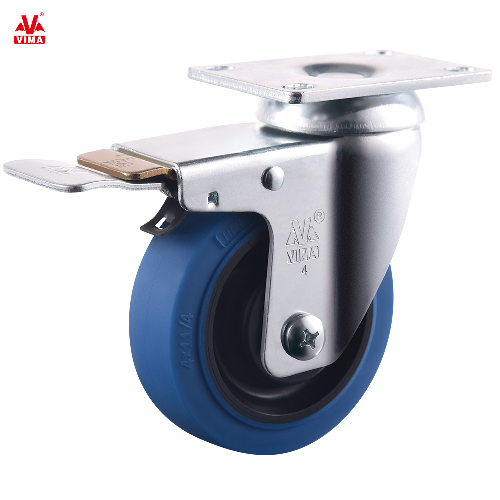 VIMA 75mm 100mm 125mm Plate Swivel Workbench Locking Medium Duty Castors Wheels 3in/ 4in /5in TPR PP Brake Trolley Casters Wheel