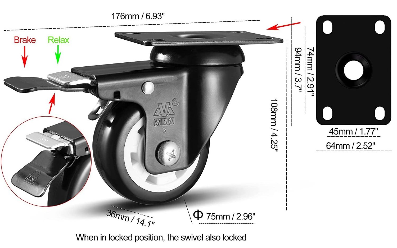 Heavy Duty Plate Caster Wheels 3