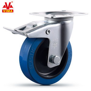 VIMA 3.5 4 5 6 8 Inch Rubber Trolley Castors European 12532 Standard Plate Fixed Swivel Brake Industrial Caster Wheels